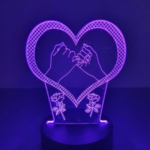 Lampe Veilleuse à LED illustration Coeur & Roses