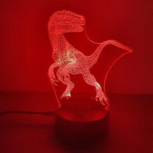 Lampe Veilleuse à LED illustration Dinosaure Raptor