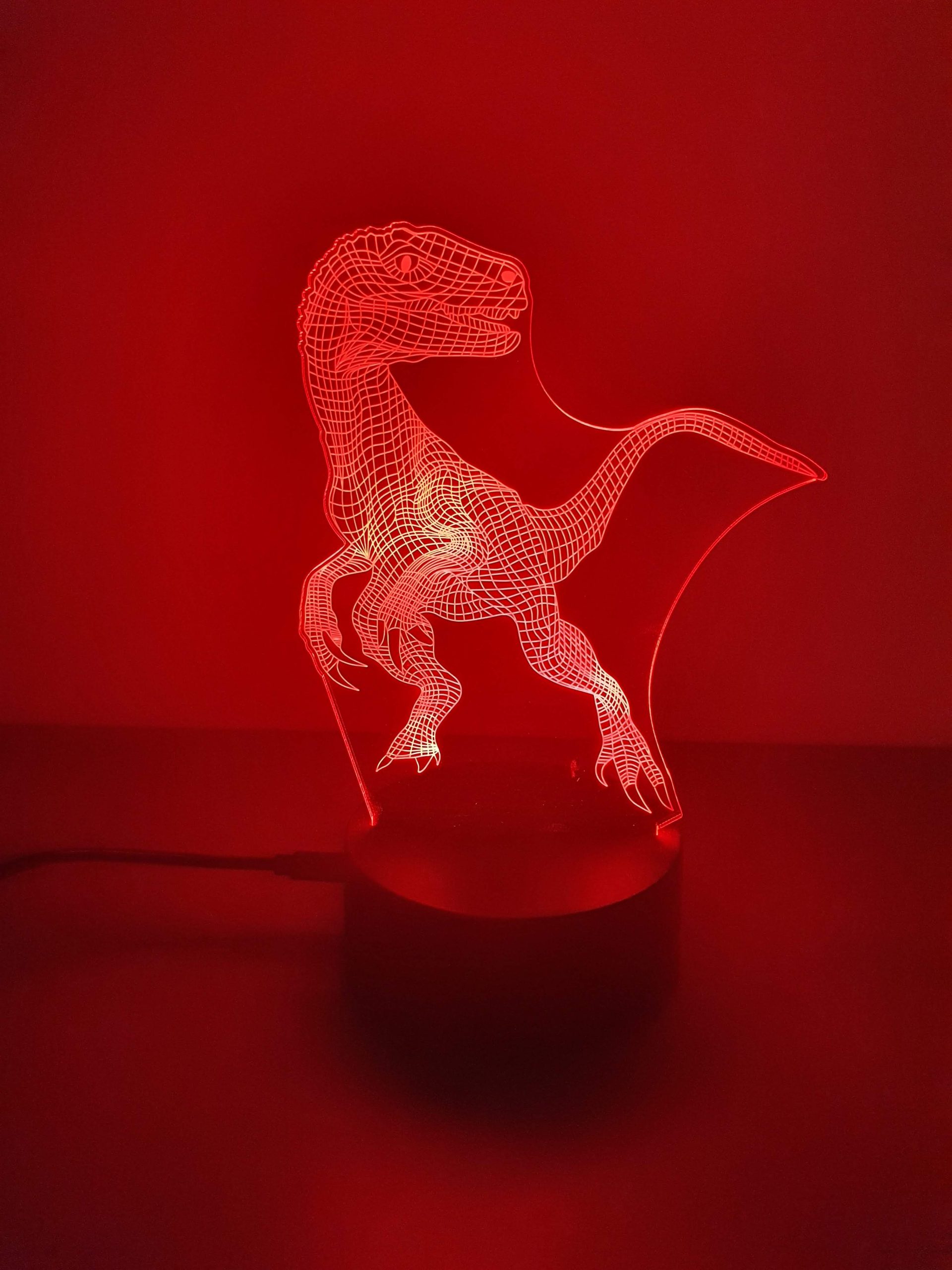 Lampe Veilleuse à LED illustration Dinosaure Raptor