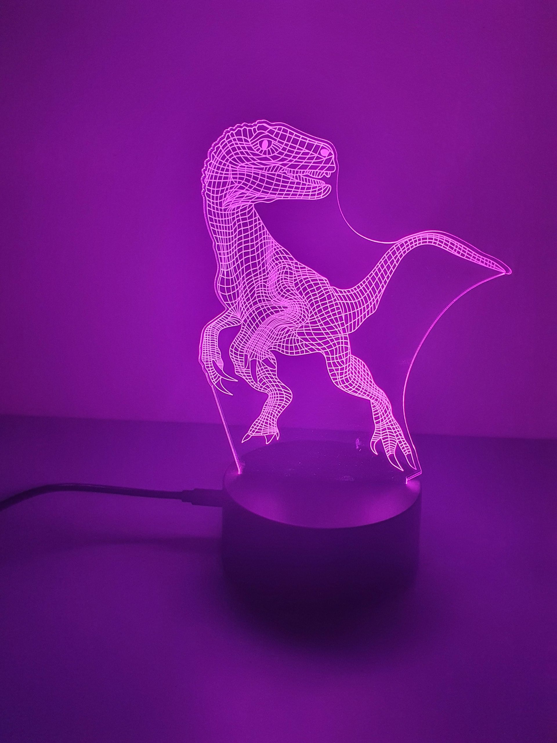 Lampe Veilleuse à LED illustration Dinosaure Raptor – Image 3