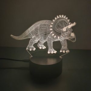 Lampe Veilleuse à LED illustration Dinosaure Triceraptor