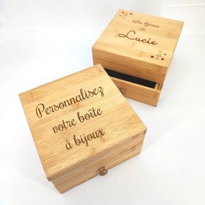 Boîte à bijoux en bambou personnalisée